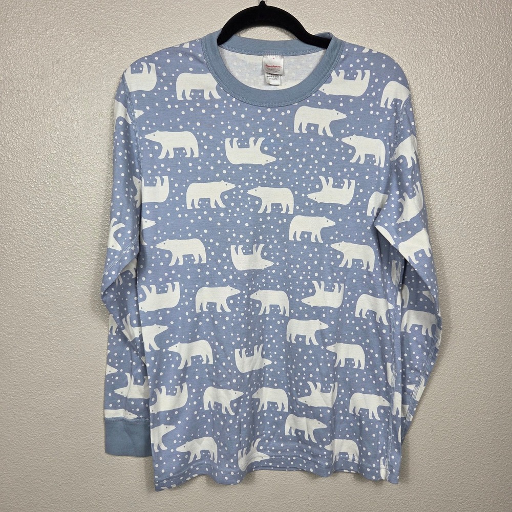 Hanna Andersson Adult Polar Bear Pajama Top M Organic Cotton Blue HannaJams